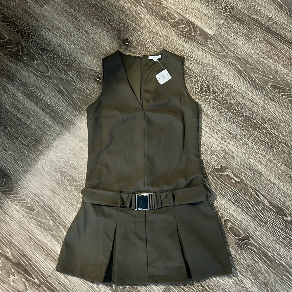 Bar III Olive Green Dress with Zipper Detail